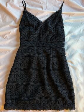 Abercrombie & Fitch Black Crochet Lace Cut-Out Mini Dress Size S
